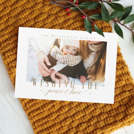 平和エレガント&ラブ金ゴールドタイポグラフィ写真 シーズンカード