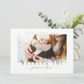 平和エレガント&ラブ金ゴールドタイポグラフィ写真 シーズンカード (スタンド正面)