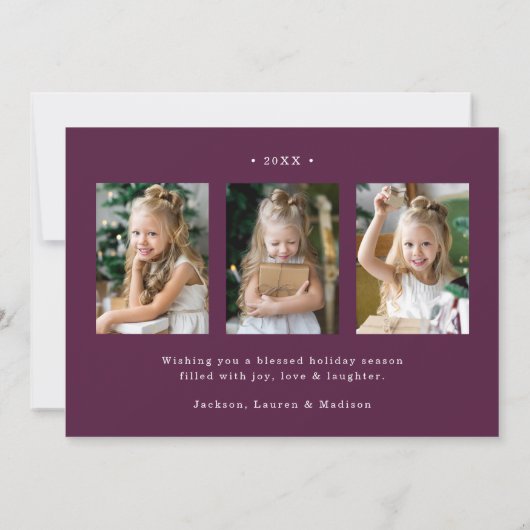 平和エレガントon Earthスクリプト紫4写真 シーズンカード (裏面)