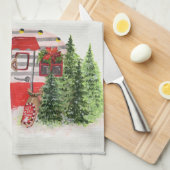 平和オンアースのクリスマストレーラーキャンパー素朴 キッチンタオル (四つ折り)