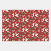 平和オンアースの鳩フローラルパターン ラッピングペーパーシート (正面)