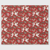 平和オンアースの鳩フローラルパターン ラッピングペーパー (フラット)