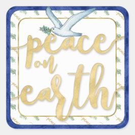 平和オンアースクリスマスクワンザハヌカー スクエアシール