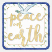 平和オンアースクリスマスクワンザハヌカー スクエアシール (正面)