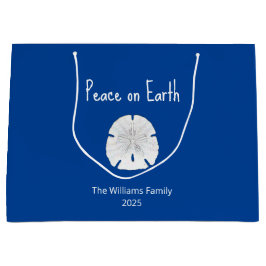 平和オンアースビーチサンドドルブルー ラージペーパーバッグ