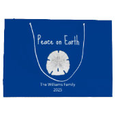 平和オンアースビーチサンドドルブルー ラージペーパーバッグ (裏面)