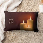 平和オンアース白いクリスマスキャンドル ランバークッション (ブランケット)