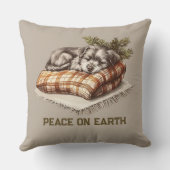 平和オンアース眠っている子犬の毛布 クッション (裏面)