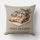 平和オンアース眠っている子犬の毛布 クッション (正面)