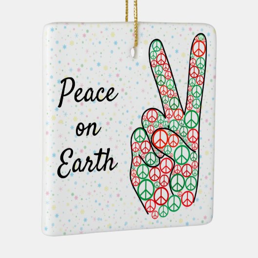 平和オンアース・クリスマス平和のサイン セラミックオーナメント (右)