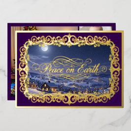 平和オンアース、家族ポートレートフィリグレパープル 箔シーズンカード