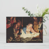 平和オン地球金ゴールド出生宗教クリスマス シーズンカード (スタンド正面)