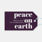 平和オン・アースパーソナライズされたスモダン・クリスマス ギフトタグ (正面(横))