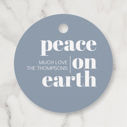 平和オン・アースパーソナライズされたスモダン・クリスマス フェイバータグ (裏面)