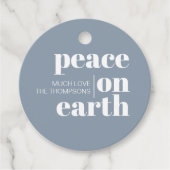 平和オン・アースパーソナライズされたスモダン・クリスマス フェイバータグ (正面)