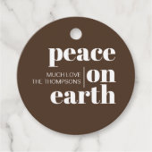 平和オン・アースパーソナライズされたスモダン・クリスマス フェイバータグ (正面)