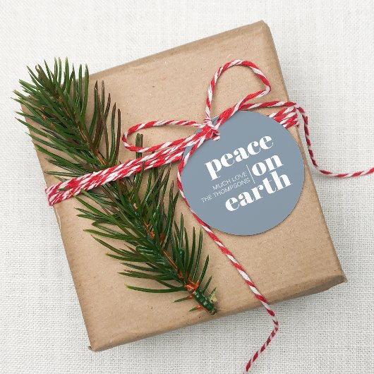 平和オン・アースパーソナライズされたスモダン・クリスマス フェイバータグ