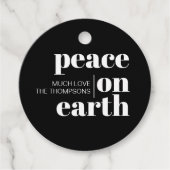 平和オン・アースパーソナライズされたスモダン・クリスマス フェイバータグ (正面)