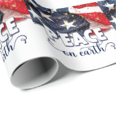 平和オン・アース・アメリカ国旗の愛国的なクリスマス ラッピングペーパー (ロールコーナー)