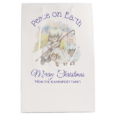 平和オン・アース・エンジェル・シェパードと羊 ミディアムペーパーバッグ (正面)