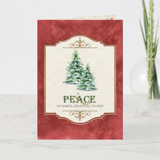 平和オン・アース・クリスチャン・クリスマスツリーの挨拶 シーズンカード (正面)