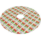 平和オン・アース・クリスマスレッドポインセチア花 ブラッシュドポリエステルツリースカート (アングル)