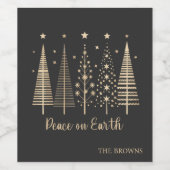 平和オン・アース・クリスマス・ミニマリスト ワインラベル (シングルラベル)