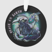 平和オン・アース・ドラゴンとユニコーン オーナメント (正面)