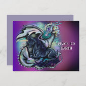 平和オン・アース・ドラゴンとユニコーン シーズンポストカード (正面/裏面)