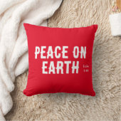 平和オン・アース・バイブル聖句レッド・モダンクリスマス クッション (ブランケット)