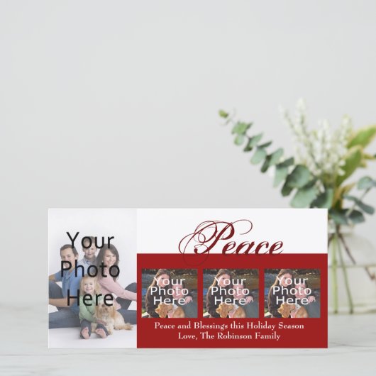 平和カスタムクリスマスフォトカード シーズンカード (スタンド正面)