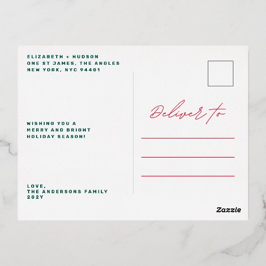 平和カスタムクリスマス写真撮影メリークリスマス 箔シーズンポストカード (裏面)