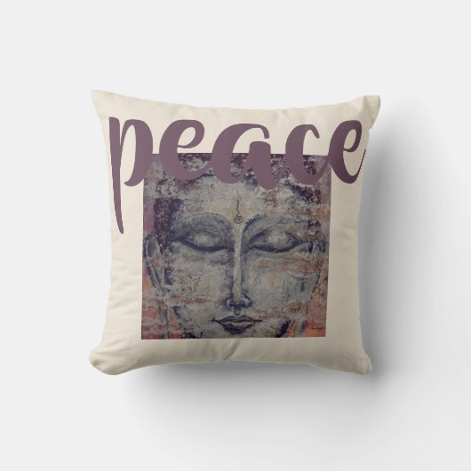 平和カラフルな仏の水彩画の芸術の装飾用クッション クッション (正面)