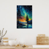 平和カラフルな荒野の夜 ポスター (キッチン)