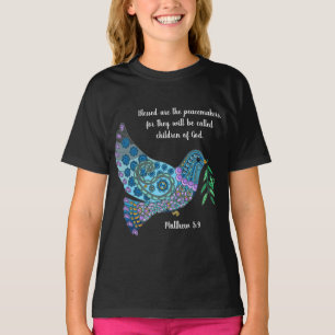 平和カラフルに関する聖句を書く(マタイ5:9) Tシャツ