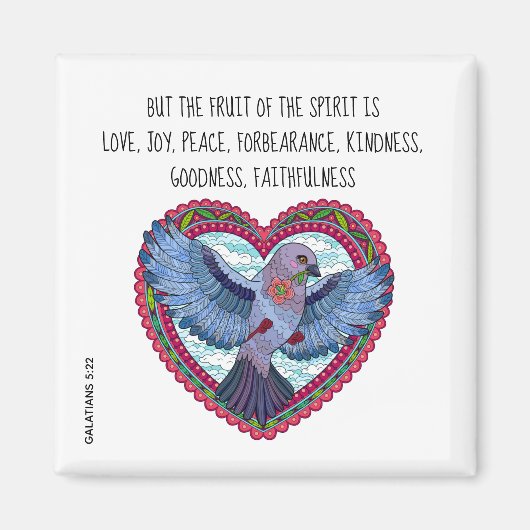 平和カラフルに関する詩を書く（ガラテヤ5:22） マグネット (正面)