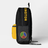 平和カラフルサイン名前をカスタムする プリントバックパック (右)