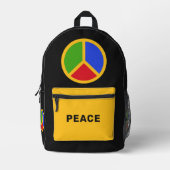 平和カラフルサイン名前をカスタムする プリントバックパック (正面)