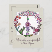 平和カラフルフローラかわいいボホヒッピー卸売 ポストカード (正面/裏面)