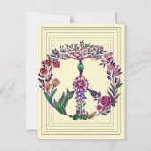 平和カラフルフローラかわいいボホヒッピー卸売 マグネット招待状 (正面)