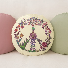 平和カラフルフローラかわいいボホヒッピー卸売 ラウンドクッション