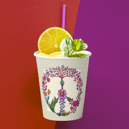 平和カラフルフローラかわいいボホヒッピー卸売 紙コップ