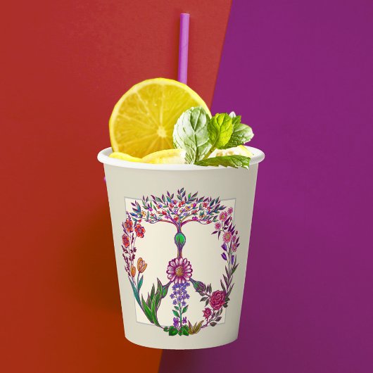 平和カラフルフローラかわいいボホヒッピー卸売 紙コップ