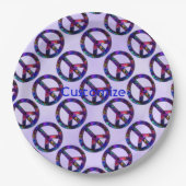 平和カラフル標識パターンラベンダープレート ペーパープレート (正面)