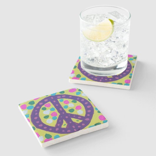 平和カラフル標識 ストーンコースター (横)