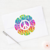 平和カラフル記号の花 ラウンドシール (封筒)