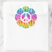 平和カラフル記号の花 ラウンドシール (バッグ)