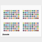 平和カラフル記号 長方形シール (シート)