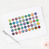 平和カラフル記号 長方形シール (封筒)