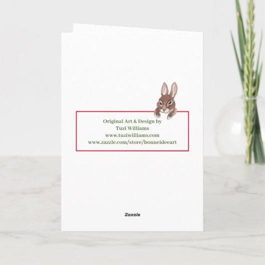 平和キツネバニーウィンターフレンズ自然クリスマス シーズンカード (裏面)